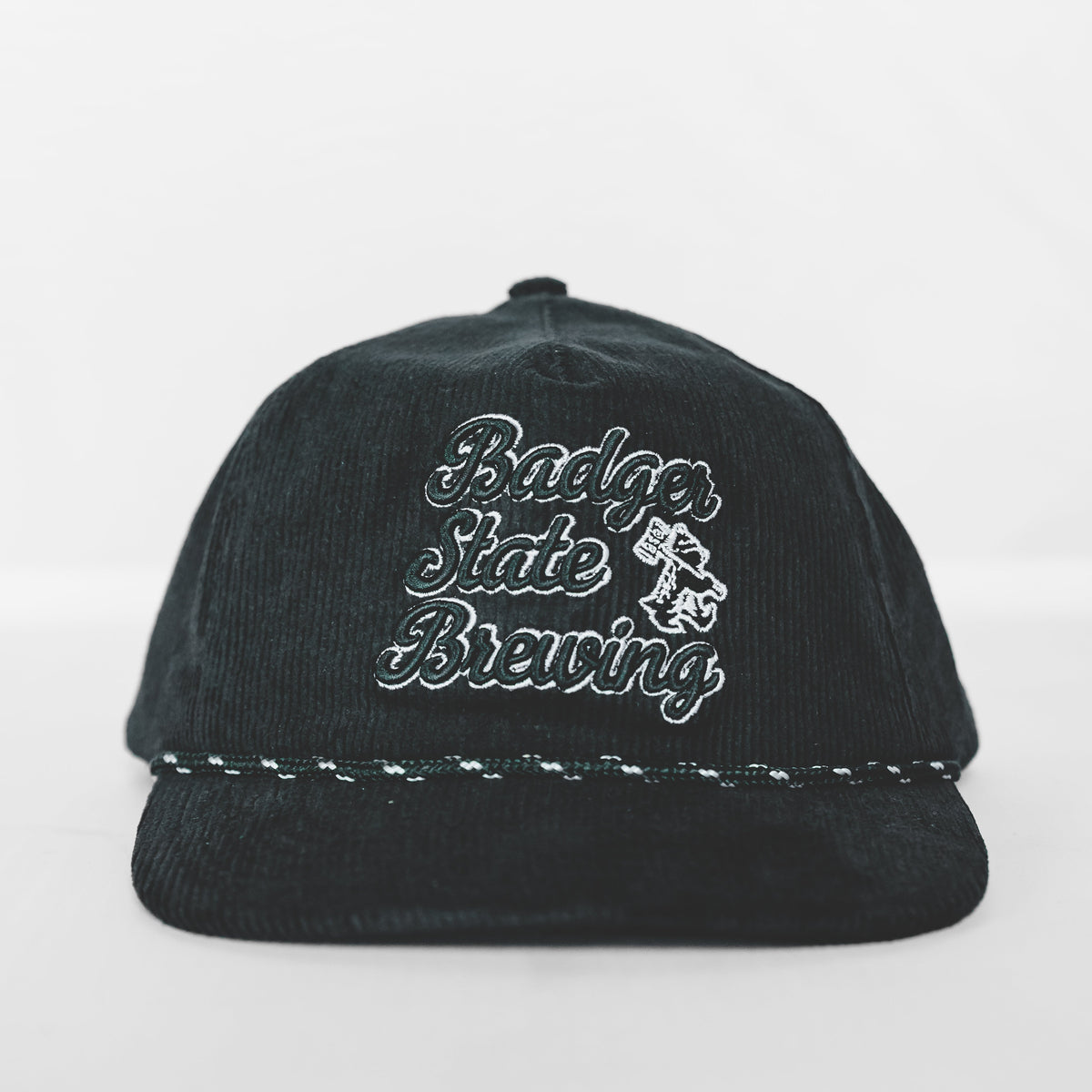 Embroidered Corduroy 5-Panel Snapback Script Badger Hat