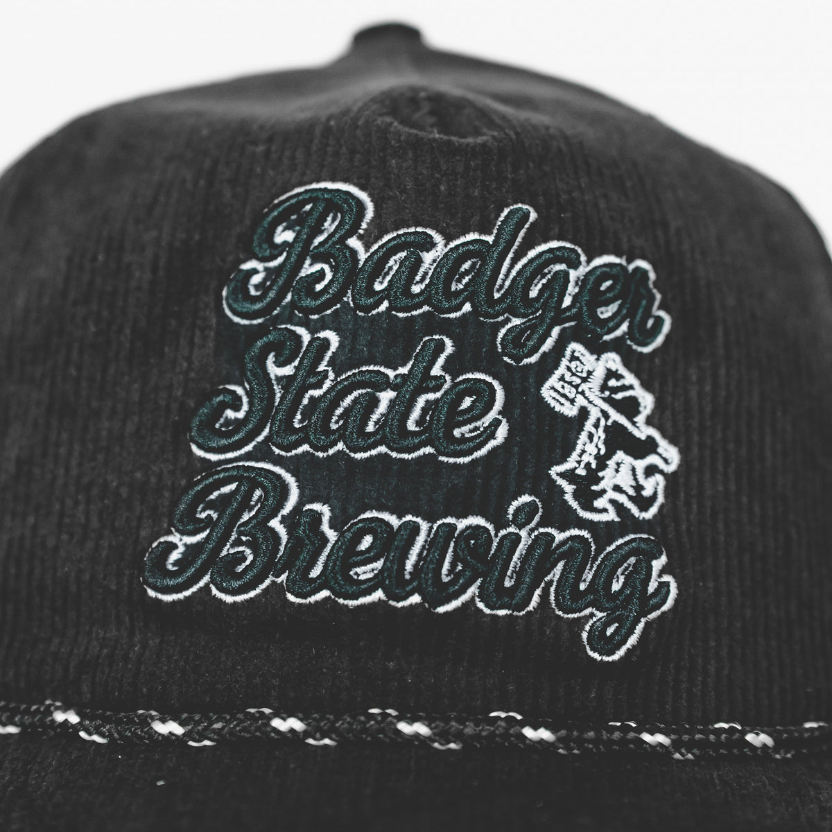 Embroidered Corduroy 5-Panel Snapback Script Badger Hat