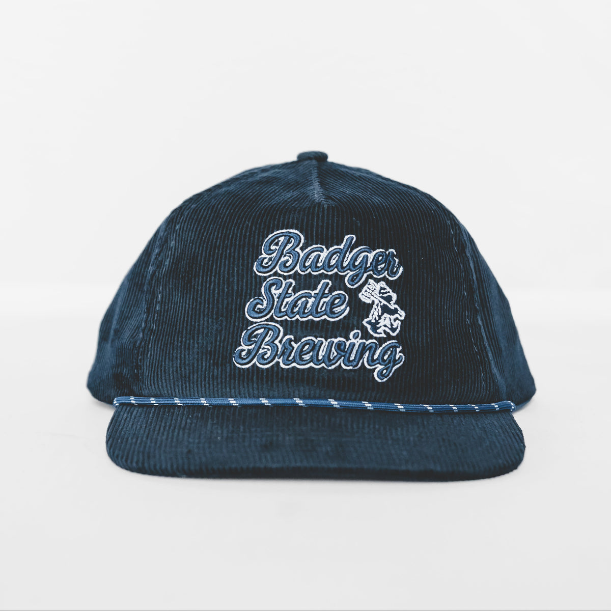 Embroidered Corduroy 5-Panel Snapback Script Badger Hat