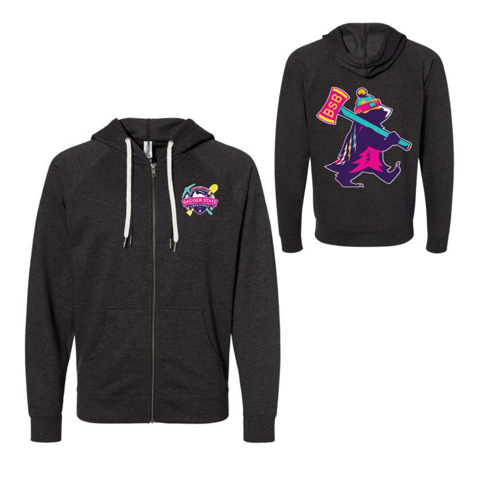 90's Badger State Zip Up Hooded Sweatshirt