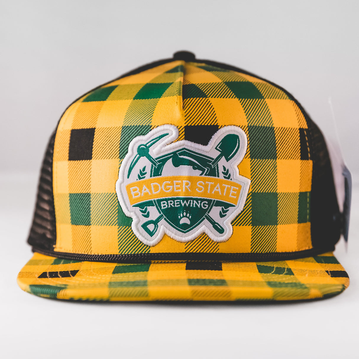 Flat Brim Plaid Green/Yellow Cap