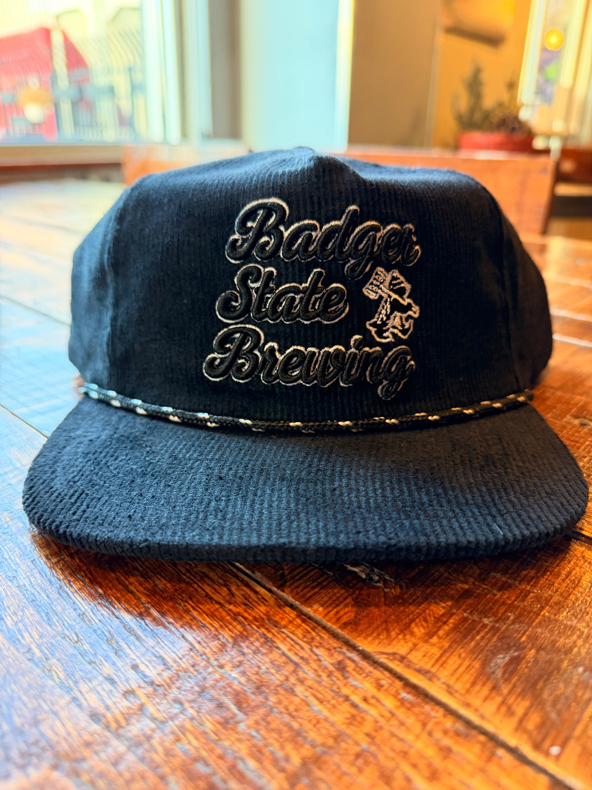 Embroidered Corduroy 5-Panel Snapback Cap