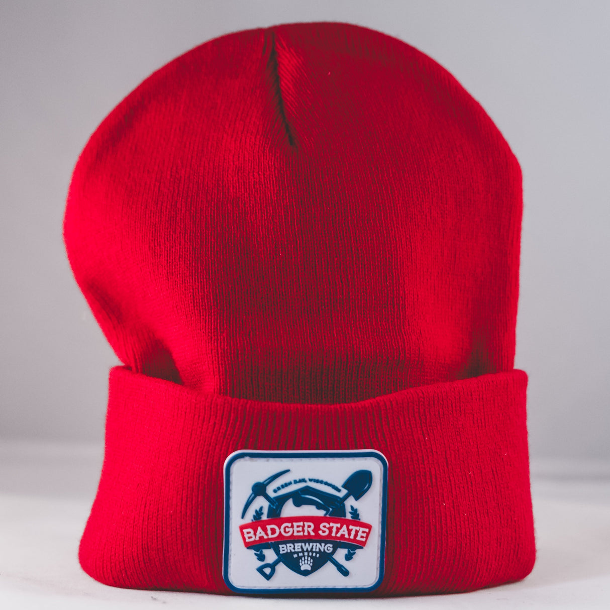 Rubber Patch Beanie - Red